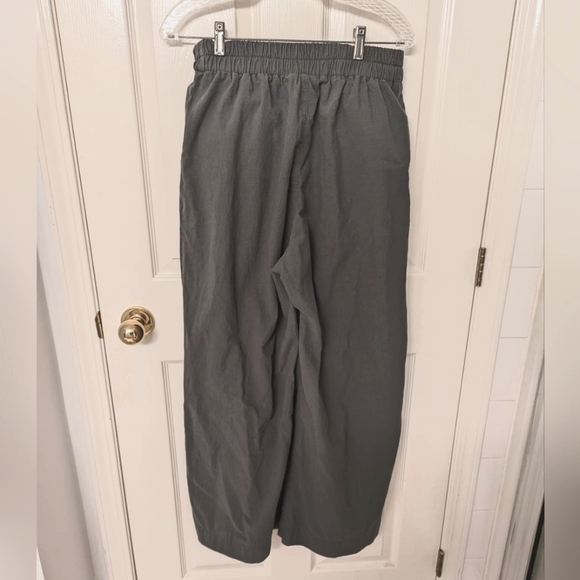 Free Label Loretta Wide Leg Pants Cotton Crepe Green L - Picture 2 of 7